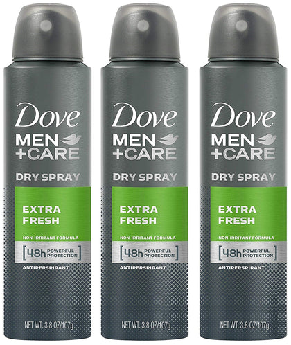 Dove Men+Care front pack showing three Extra Fresh sticks for convenient supply