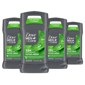 DOVE MEN + CARE front packaging showing four sticks and brand clarity for easy purchase