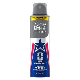 Dove Men+Care front packaging showing FIFA World Cup design and strong protection