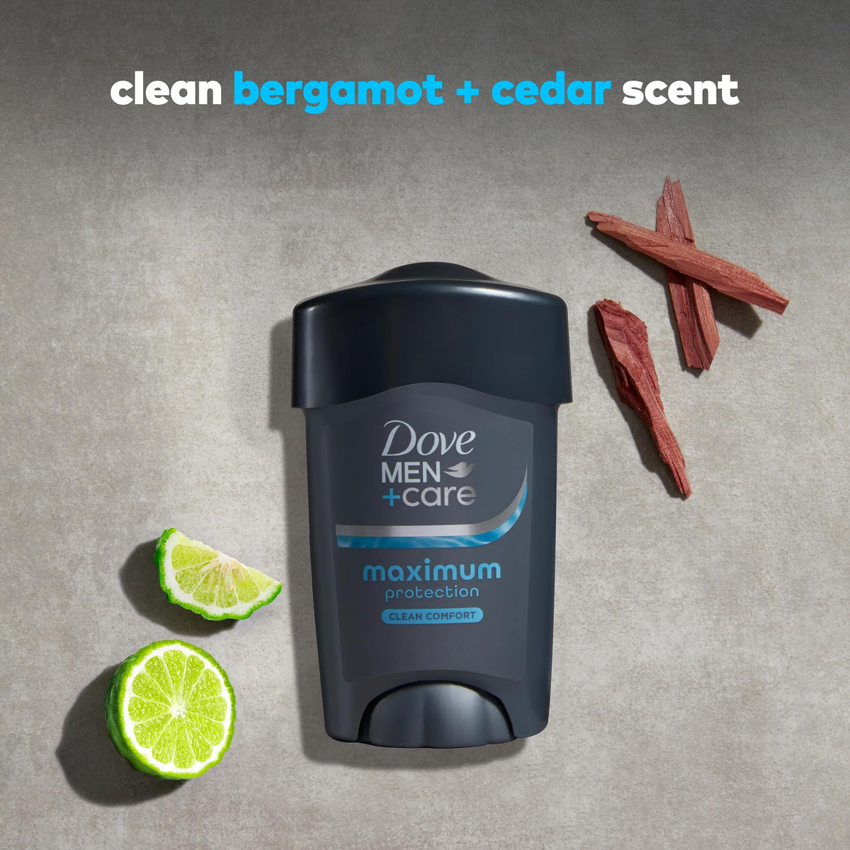 Dove Men+Care four-pack in hand illustrating compact travel-friendly size