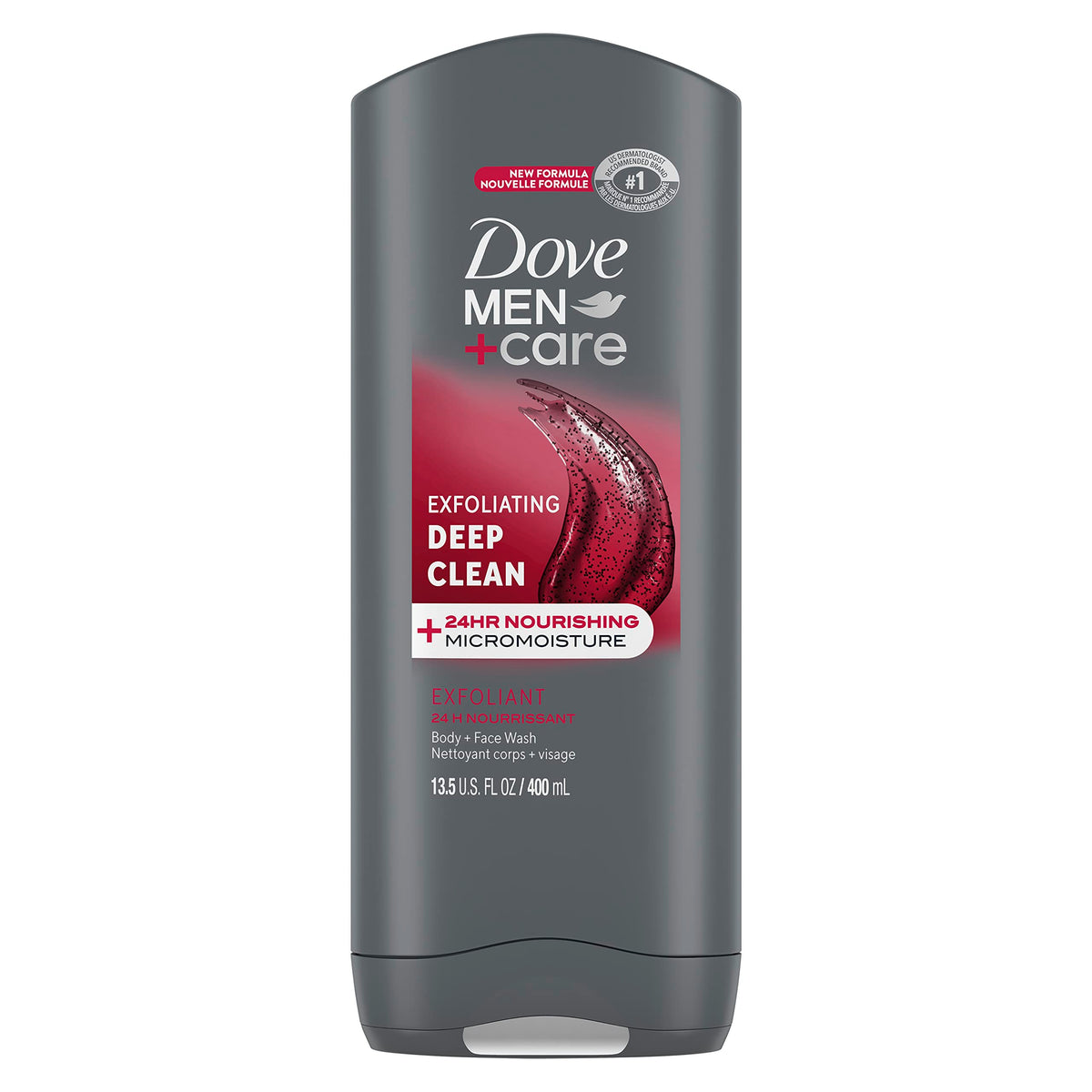 DOVE MEN + CARE front packaging showing Deep Clean benefits and size