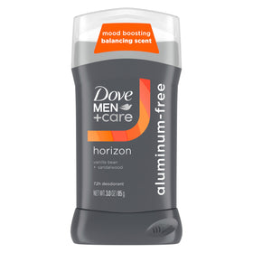 DOVE MEN + CARE front packaging showing vanilla sandalwood and long‑lasting benefit