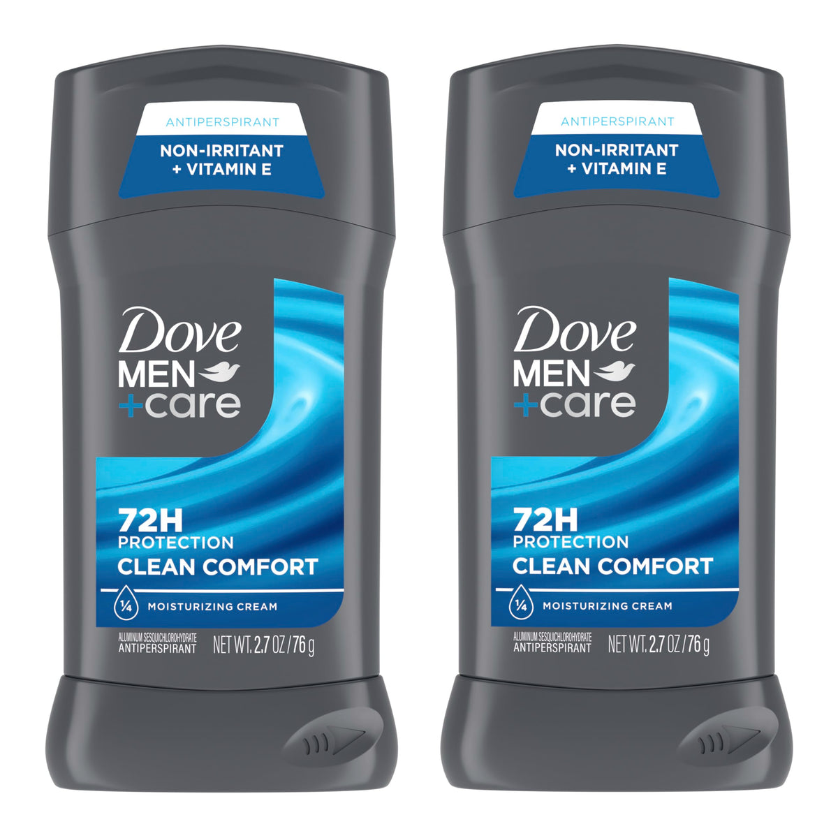 Dove Men+Care front packaging showing twin pack benefit