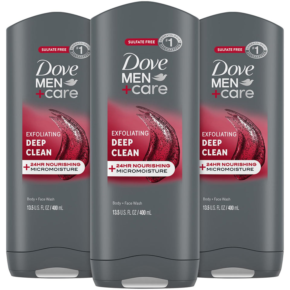 Dove Men+Care front packaging showing product and scent benefits