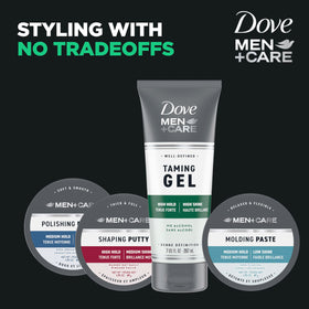 Dove Men+Care gel on bathroom counter as part of a quick morning grooming routine