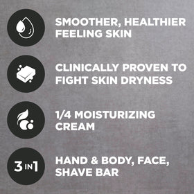 Dove Men+Care being used in shower demonstrating cleansing and hydration