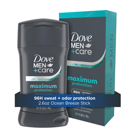 DOVE MEN + CARE front packaging showing Ocean Breeze label and benefit