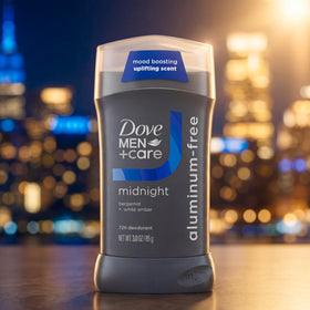 DOVE MEN + CARE label close-up listing moisturizers and cruelty-free PETA benefit