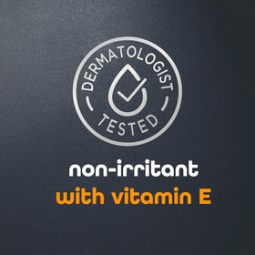 Dove Men+Care label close-up highlighting vitamin E and aluminum-free benefit