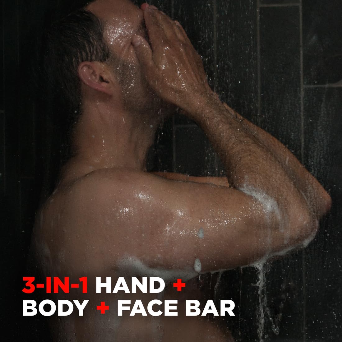 Dove Men+Care bar in shower setting illustrating refreshing skin comfort