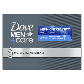 Dove Men+Care front packaging showing 10-count box and product benefit