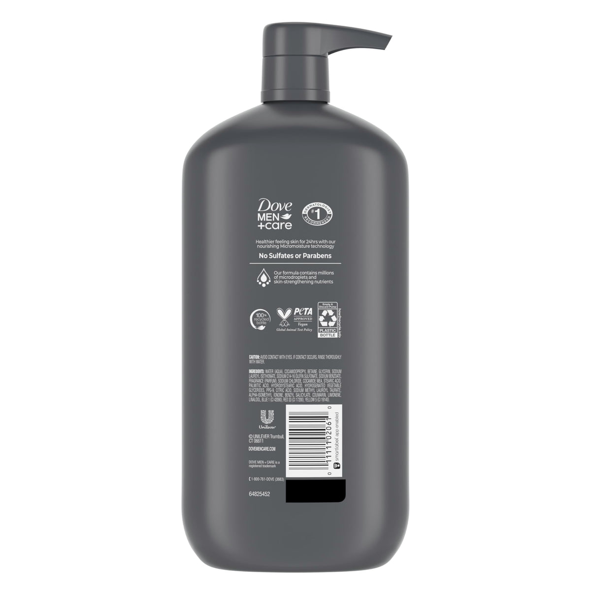 DOVE MEN + CARE pump dispensing rich lather for easy application and fast cleansing