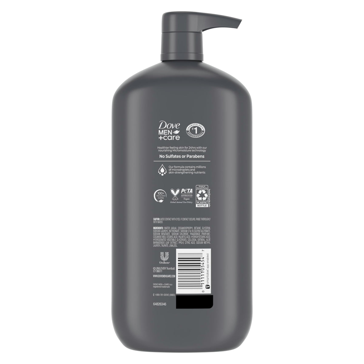 DOVE MEN + CARE pump bottle close-up highlighting easy dispensing