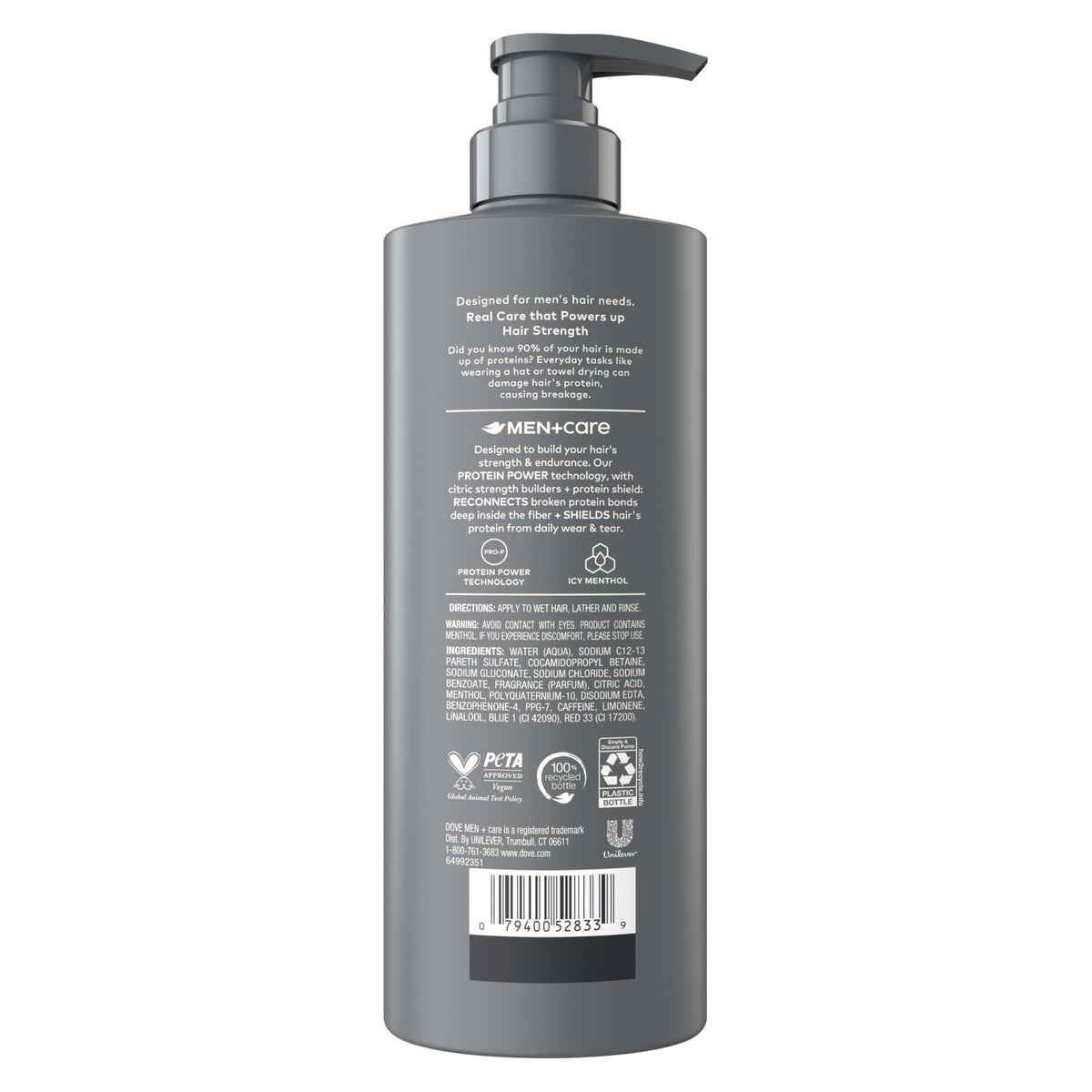 Dove Men+Care 18 fl oz bottle for size comparison and value
