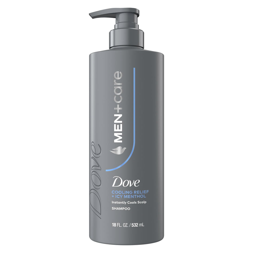 Dove Men+Care front bottle image showing product and cooling benefit