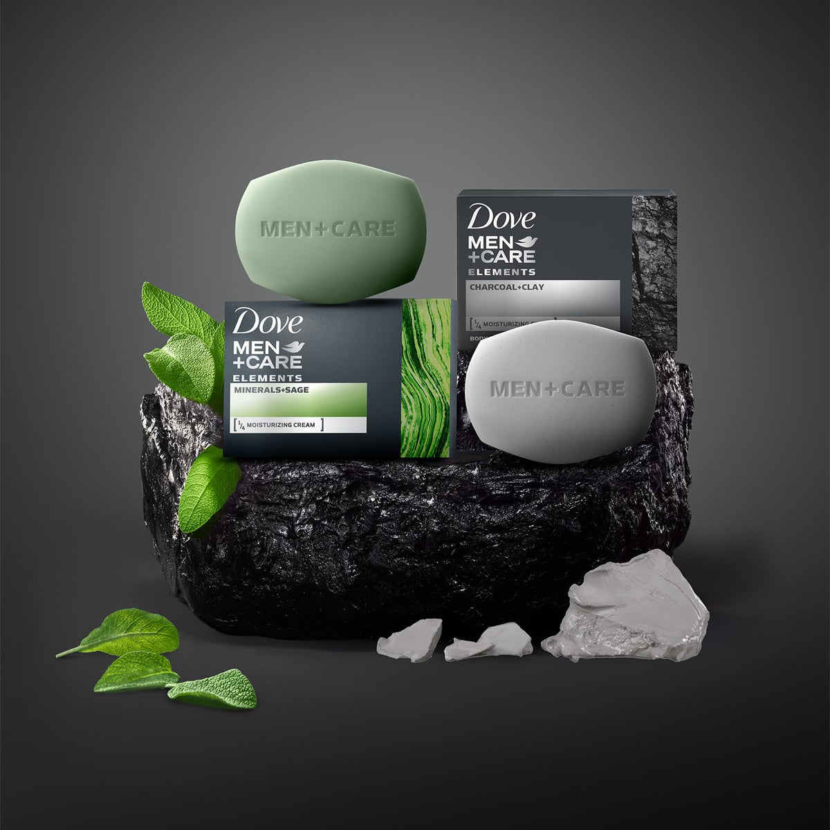 Dove Men+Care bar beside ruler showing 3.75 oz size for travel-friendly use