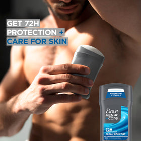 Dove Men+Care beside ruler for size comparison and portability
