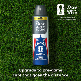 Dove Men+Care spray nozzle close up for precise application and quick dry