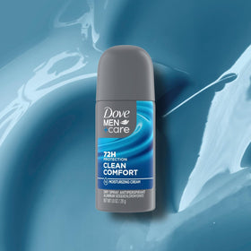 Dove Men+Care spray applied underarm demonstrating quick dry and fresh confidence