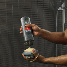 Dove Men+Care squeeze-cap detail for easy dispensing and control