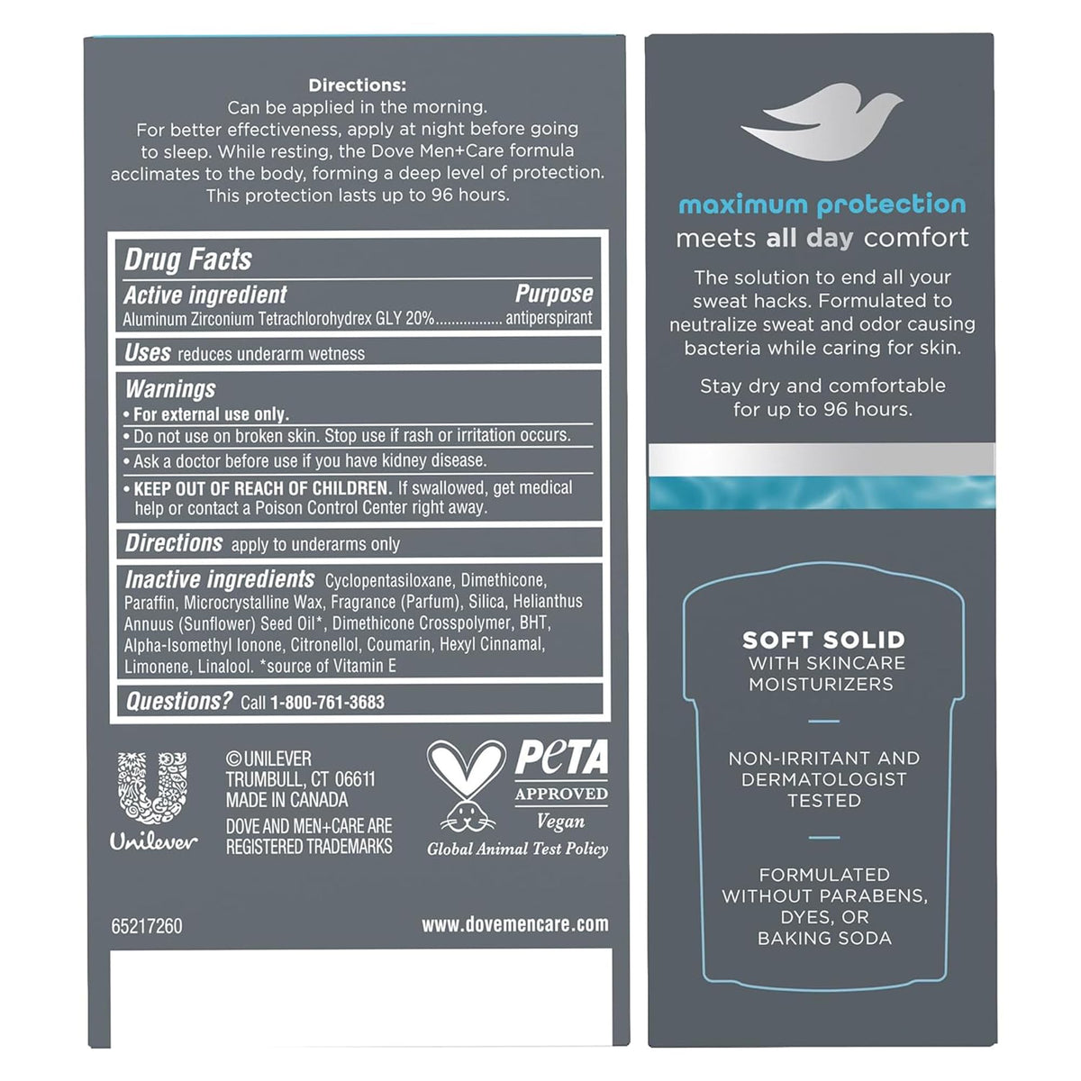 Dove Men+Care close-up of stick texture demonstrating smooth glide