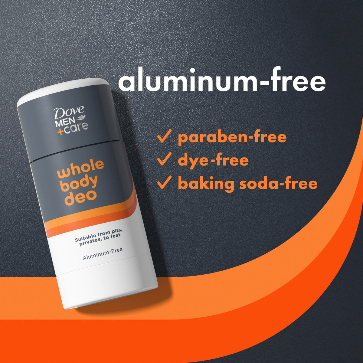 Dove Men+Care side label with ingredients list to show aluminum-free formulation
