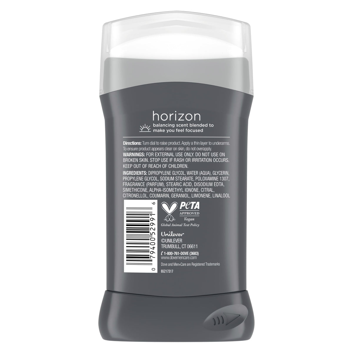 DOVE MEN + CARE stick texture closeup highlighting smooth, moisturizing finish