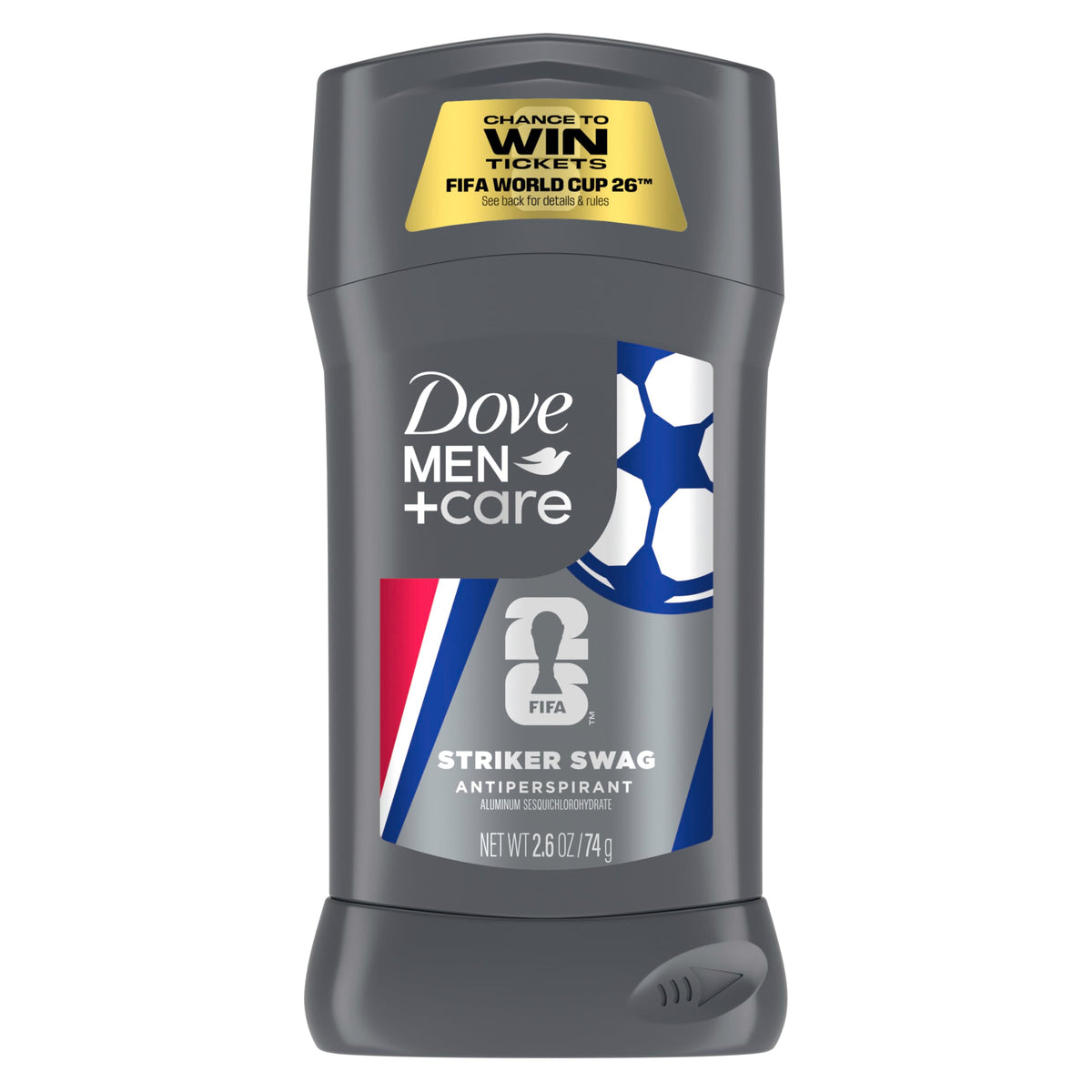 DOVE MEN+CARE front packaging showing FIFA World Cup 2026 design and bold branding for collectible appeal