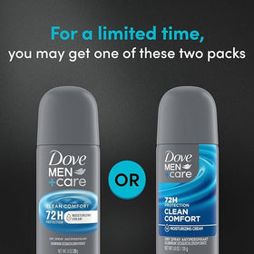 Dove Men+Care travel size held in hand to show compact scale and portability advantage