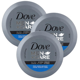 Dove Men+Care jar front view showing product and brand for reliable hydration