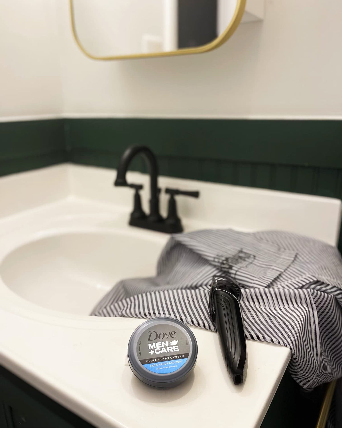 Dove Men+Care being applied to hands illustrating fast, non-greasy feel