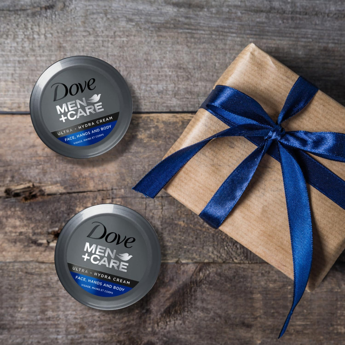 Dove Men+Care label detail highlighting product name and easy-identify benefit