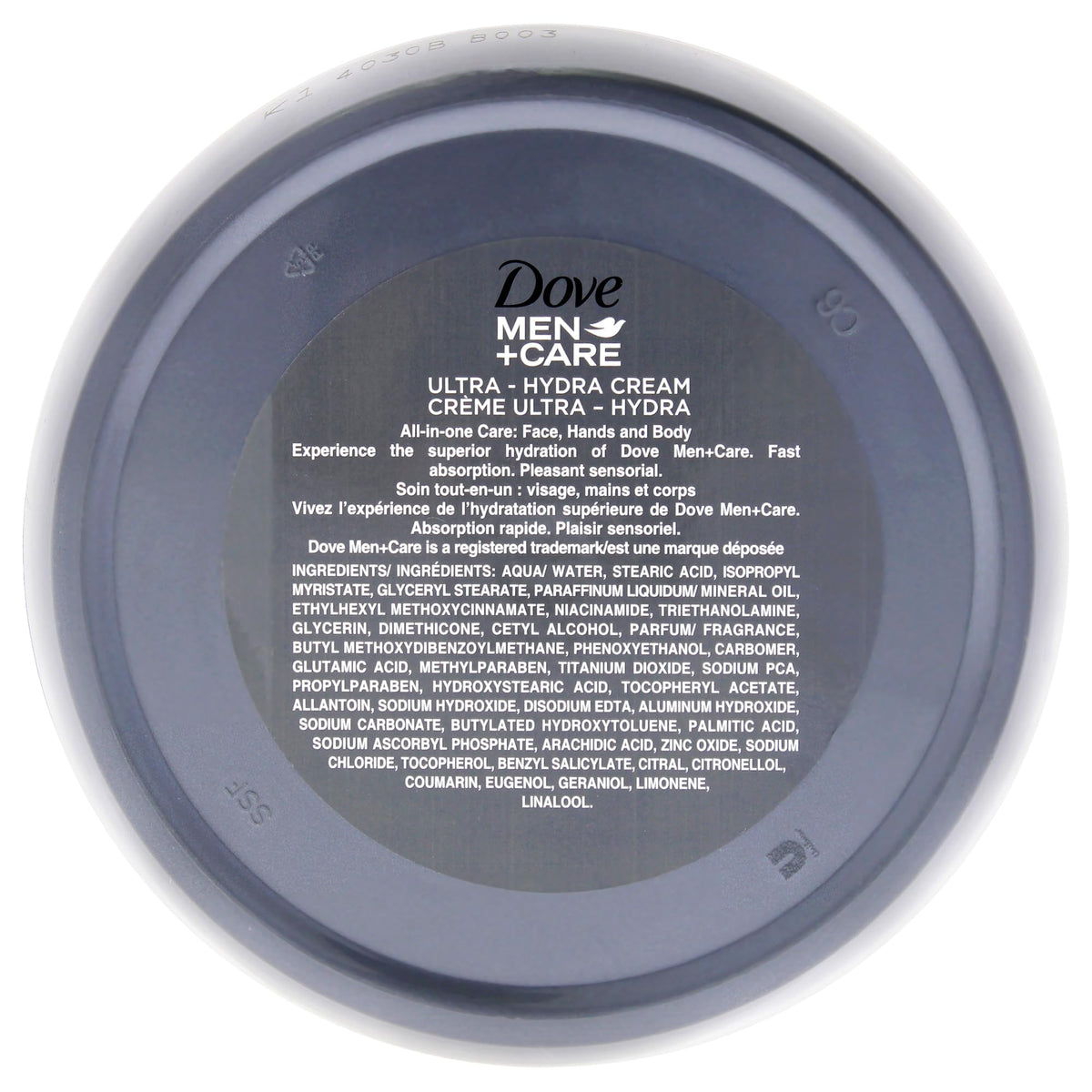 Dove Men+Care Ultra-Hydra cream texture close-up demonstrating smooth, fast-absorbing moisturizer for soft skin