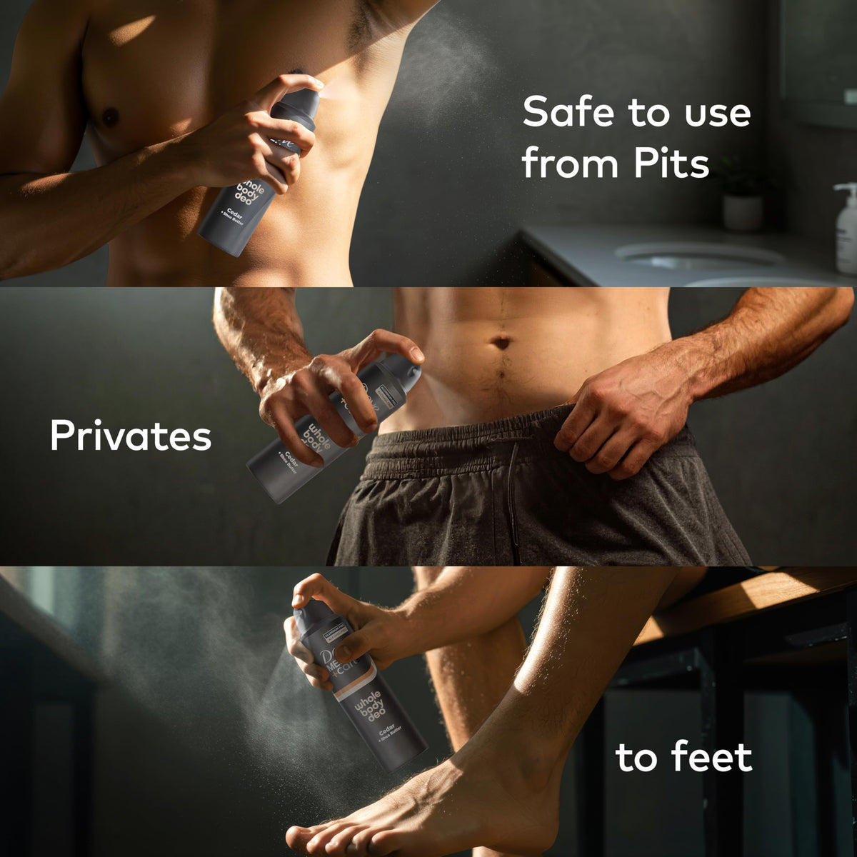 DOVE MEN + CARE being applied to underarm for full‑body odor control