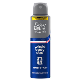 Dove Men+Care front packaging showing scent and size, highlights travel convenience