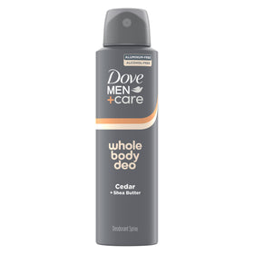 DOVE MEN + CARE front packaging showing cedar shea scent and benefits