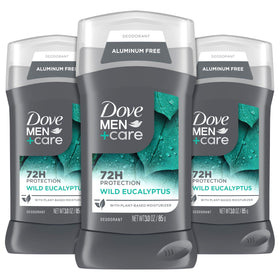 DOVE MEN + CARE front packaging showing eucalyptus scent and benefits
