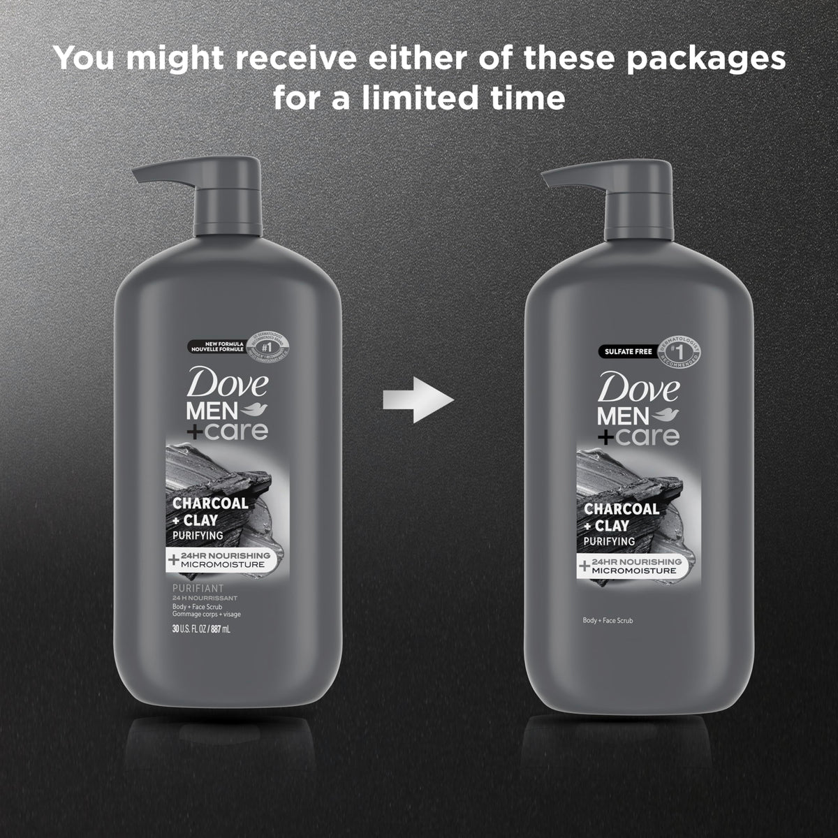 DOVE MEN + CARE close-up scrub texture showing exfoliating particles