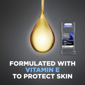 Dove Men+Care label detail showing moisturizing cream and vitamin E benefits