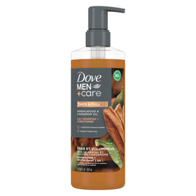 DOVE MEN+CARE front packaging showing bottle and product name benefits