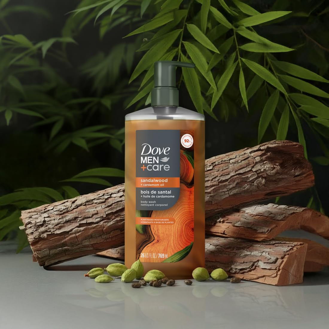 Dove Men+Care thick lather on hand demonstrating rich foam and gentle cleansing