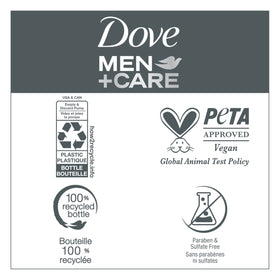DOVE MEN+CARE on bathroom shelf with toiletries showing daily routine fit