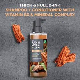 DOVE MEN+CARE pump and label close-up highlighting ingredient details