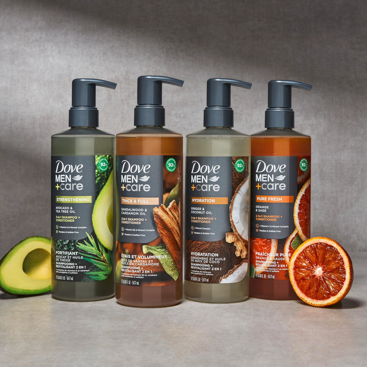 DOVE MEN+CARE 17.5 oz next to shaving kit to show true size