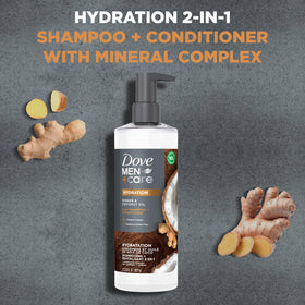 DOVE MEN + CARE lather in hand demonstrating easy one-step cleanse and condition