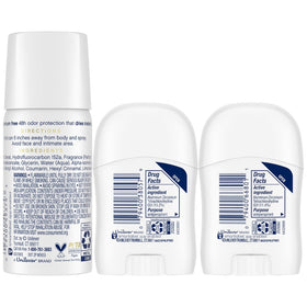 Dove mini sticks close-up label showing Pro-Ceramide benefits for softer skin