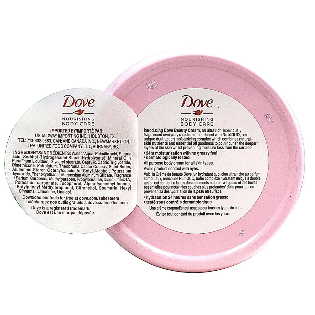 Dove open jar texture close-up highlighting fast absorption