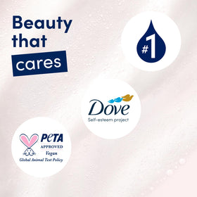 Close view of Dove bar label listing moisturizing formula and PETA approval