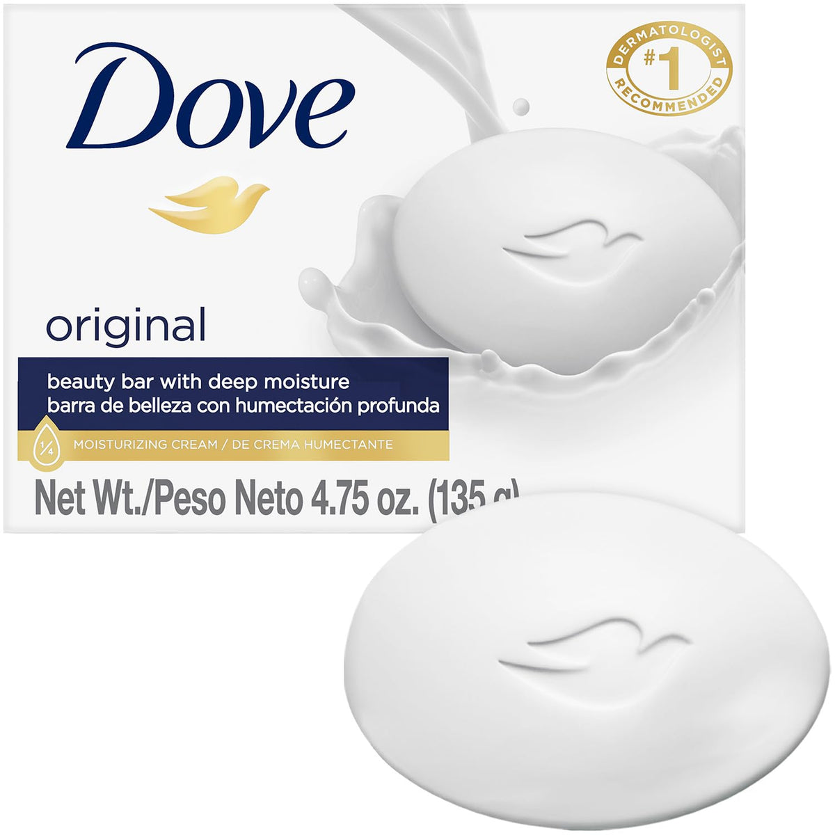 Dove original front packaging showing brand and moisturizing benefit