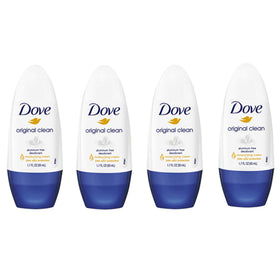Dove roll-on front packaging showing clean scent and aluminum-free benefit